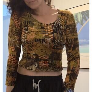 Vintage Christian Lacroix Bazar Velvet Burn Out Crop Top size M